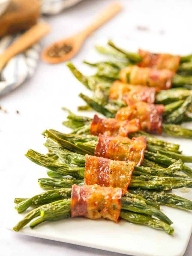 Green Bean Bundles with Bacon + Brown Sugar Glaze