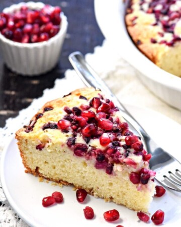Slice of Pomegranate Cake recipe.