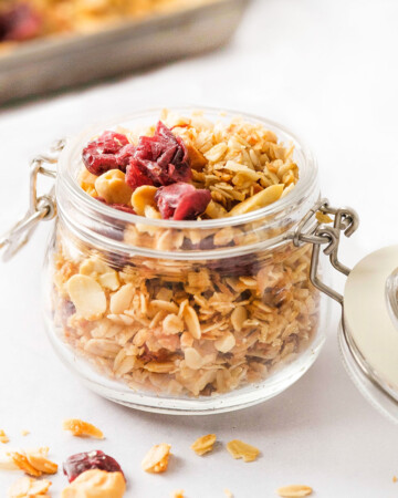 Homemade Granola with nuts and dried fruit.